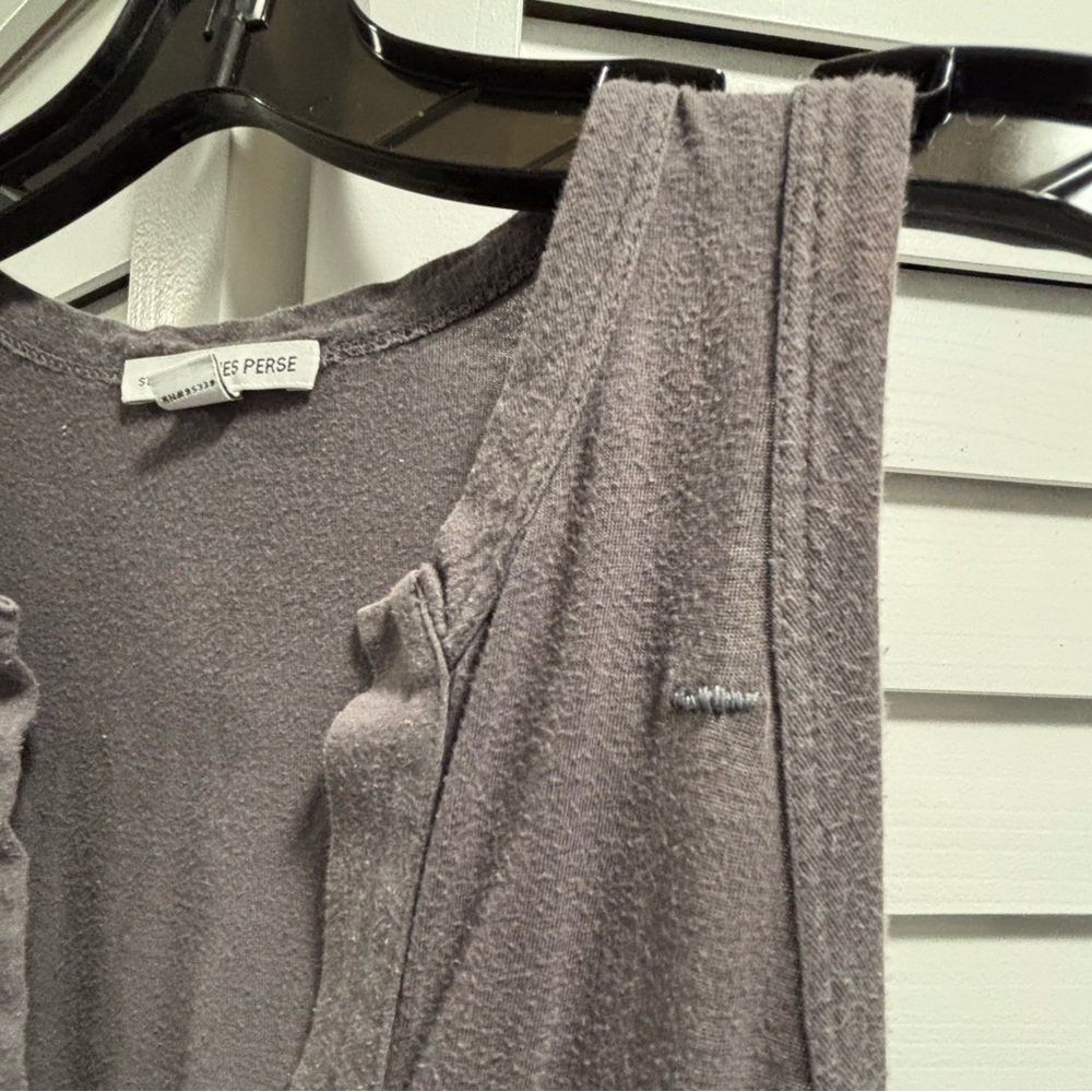 James Perse Gray Knit Stretch V Neck Sleeveless Long Dress Size 1 *Flaw* - Picture 5 of 8